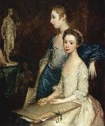 Thomas Gainsborough Portrat von Molly und Peggy mit Zeichenutensilien oil on canvas